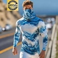 thumbnail image 3 of VBVC Men's Wave Print UPF 50+ Sun Protection Hoodie,Full Face Cover Quick Dry Fishing Shirt For Men,UV Block Long Sleeve Rash Guard for Beach Hiking,Blue,S-3XL, 3 of 3