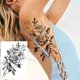 thumbnail image 4 of eechs Noir Rose Fleur Tatouages ​​Temporaires Femmes Corps Bras Jambes Pivoine Gomtrique Tatouage Autocollants Faux Tanche Croquis Tatoo, 4 of 5
