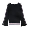 thumbnail image 1 of Alfani Suéter de manga acampanada a rayas para mujer, negro, extragrande, 1 of 1