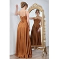 thumbnail image 2 of Women's Adora Design 3301 Chiffon Lace Up Corset A-line Long Prom 2026 Dress Bronze Size 4, 2 of 3