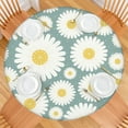thumbnail image 2 of Floral Daisy Elastic Tablecloth with Water-Resistant Polyester, Perfect for Dining Room, Picnic, BBQ, or Garden Events, Fits 44-52 Inch Round Tabletop, 2 of 7