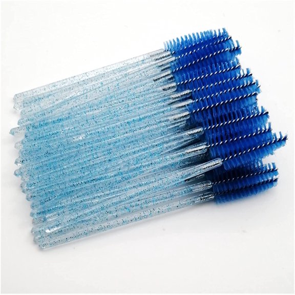 500/50Pcs/Pack Disposable Crystal Eyelash Brushes Makeup Brush Diamond Handle Mascara Wands Eyelash Extension Tools 500PCS-Blue