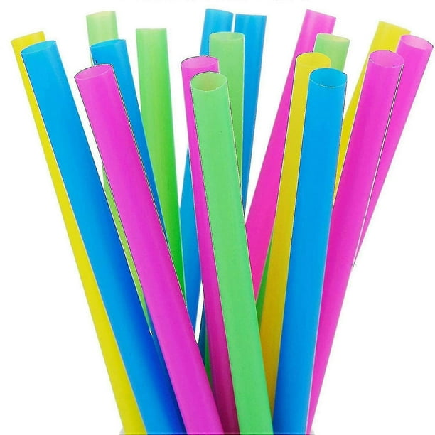 100pc Jumbo Straw Neon Colour Plastic Drinking Straws Smoothies Milkshake 10mm