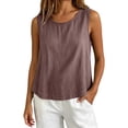 thumbnail image 3 of Oversized Linen Cotton Tank Tops for Women 2026 Summer Casual Comfy Sleeveless Shirts Loose Lightweight Gauze Blouses Coffee XL, 3 of 5
