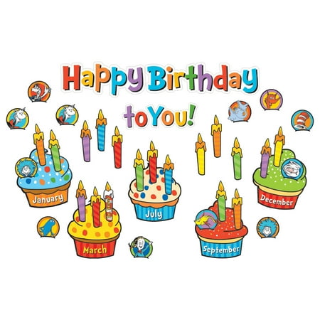 UPC: 0073168428856 | Eureka Dr. Seuss Birthday Mini Bulletin Board Set  61 Pieces