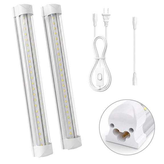 2pcs 1FT LED Shop Lights, 20W 2' LED Tube Light, 6500K Clear White Cabinet lights, Plug and Play