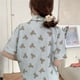 thumbnail image 2 of Pijama de oso a cuadros para mujer, cárdigan de manga corta, ropa de estar por casa, conjunto de dos piezas para estudiantes, primavera y verano, 2 of 4