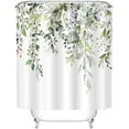 thumbnail image 2 of Sage Green Eucalyptus Shower Curtain, Watercolor Leaves on The Top Plant with Floral Bathroom Decoration Shower Curtain Sets 72x72 Inch with Hooks, 2 of 6