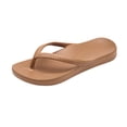 thumbnail image 1 of Lightweight Non Slip Flip Flops for Womens Open Toe Quick Drying Shower Sandals Low Platform Beach Thong Slides Brown Size 6.5, 1 of 5