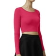 thumbnail image 2 of J. METHOD Women's Long Sleeve Scoop Neck Crop Top Solid Basic Casual Cropped T Shirts NEWT19 Coral L, 2 of 6