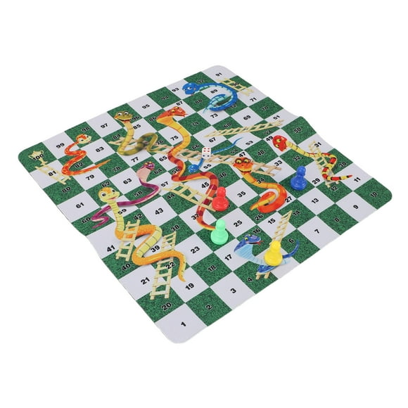 Snakes and Ladders Board Game Set, Rubber Interactive Fun Board Game Set Simple Rule for Home
