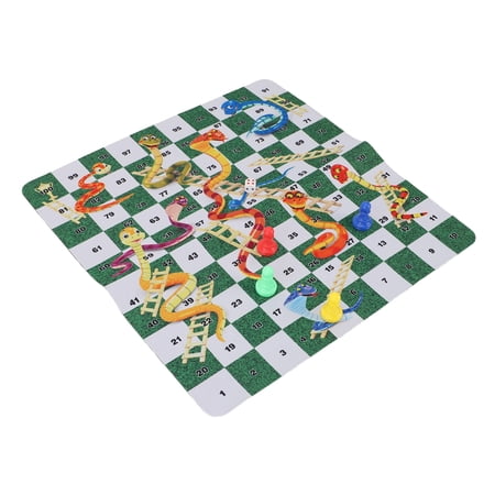 BIMZUC Snakes and Ladders Board Game Set 13.78 inches / 35 cm Rubber Portable Travel Game Set for Home Office School Picnic Classic Family Activity Fun