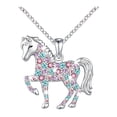 thumbnail image 1 of Collar con colgante de caballo con diamantes de imitación y gemas sintéticas de colores, collar con dije de caballo brillante, regalo para mujeres, niñas y vaqueras., 1 of 7