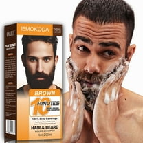 Mens Beard & Mustache Dye Shampoo, Instant Hair Coverage, 3 in 1 Brown Beard Color Shampoo for Men Facial Hair, Easy to Use & Dermatologist Tested, 200ML