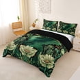 thumbnail image 2 of Erosebridal Animal Green Dragon Queen Duvet Cover Set For Boys Girls,Vintage Flowers Bedding For Kids Teens,Black Reversible,3 Pieces,No Comforter, 2 of 5