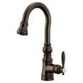 thumbnail image 4 of Moen S53004BG Weymouth Shepherd's Hook Pulldown Kitchen Bar Faucet Featuring Metal Wand with Power Clean, Brushed Gold, 4 of 7