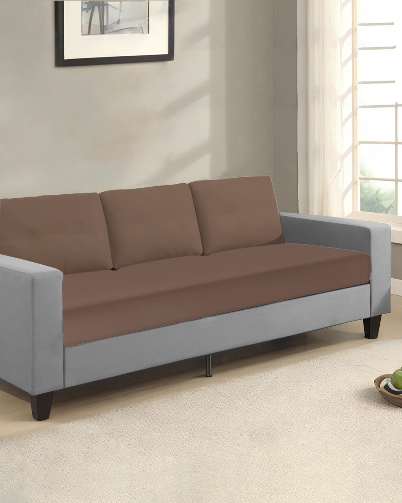 Pure Brown Couch Cushion Covers Stretch, Washable Sofa Seat Covers Individual Seat Cushion Sofa Slipcovers Simple Solid Color Couch Cover Furniture Protector S-1PCS