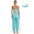 thumbnail image 2 of Aislor Women Princess Gems Adorned Sequins Sleeveless Jumpsuit with Headwear Outfits Turquoise S, 2 of 7