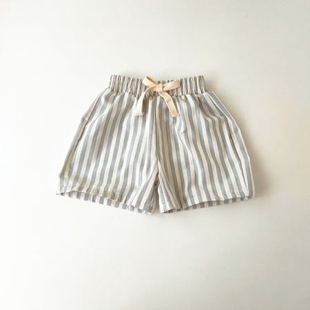 Conairie Athletic Shorts for Girls Drawstring Loose High Waist Stretch Kids Jogger Shorts Striped Comfy Summer Sport Shorts With Pockets Light Blue 4-5 Y