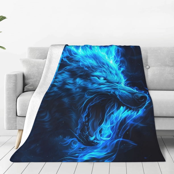 Balery Wolf Manta de Felpa Suave y Acogedora – Cobija de Franela Aterciopelada para Cama, Lavable y Cálida para Sofá, Mascotas, Transpirable-60"x50"