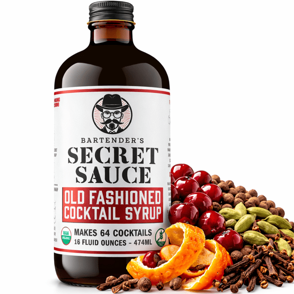 Bartender’s Secret Sauce USDA Organic Old Fashioned Cocktail Syrup, 16 fl oz Glass Bottle – Handcrafted Cocktail Mixer