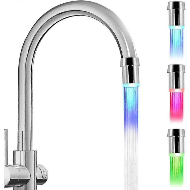 2-Pack 3-color LED Kitchen Water Faucet Head, Upgrade Temperature Sensitive Gradient Water Stream Color Changing