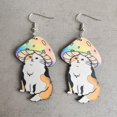 thumbnail image 5 of Pendientes colgantes YONGSHENG con forma de seta colorida de madera para mujer, 5 of 5
