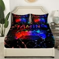 thumbnail image 3 of Erosebridal King Size Gaming Sheet Set Gamer Bed Sheets Video Game Room Decor,Gamepad Controller Gaming Bed Set Teens,Black Red Blue Tie Dye Top Sheet, 3 of 5