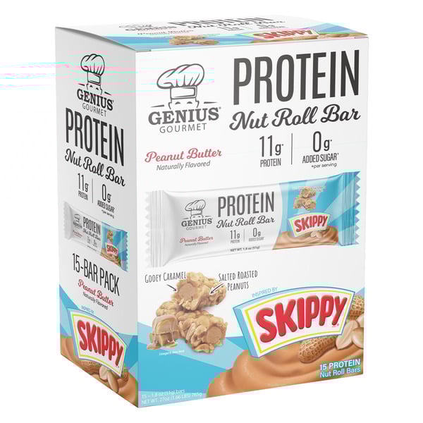 Genius Gourmet Skippy Protein Peanut Butter Nut Roll, 1.8 oz 15-count