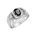 thumbnail image 5 of RYLOS Men's Rings 14K White Gold Ring Classic Designer Style 8X6MM Oval Gemstone & Diamond Ring Onyx October Birthstone Rings For Men Size 9, 5 of 6