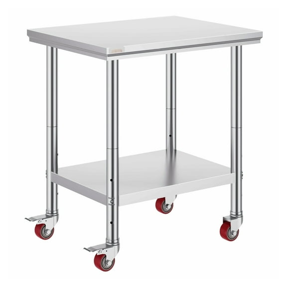 Stainless Steel Work Table 24x30 - Heavy Duty Kitchen Prep Table with Wheels