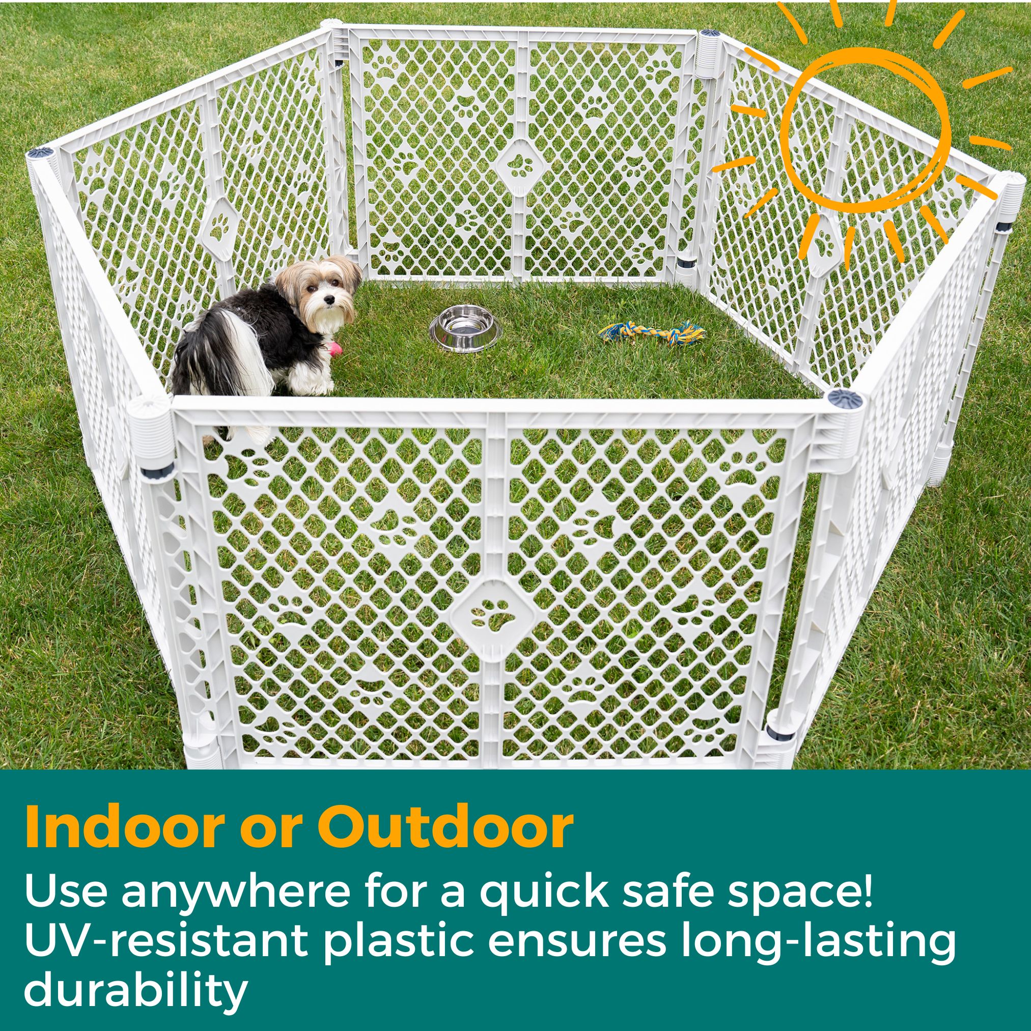 MyPet Paws Petyard 6-Panel Plastic Indoor and Outdoor Playpen for Dogs, Gray