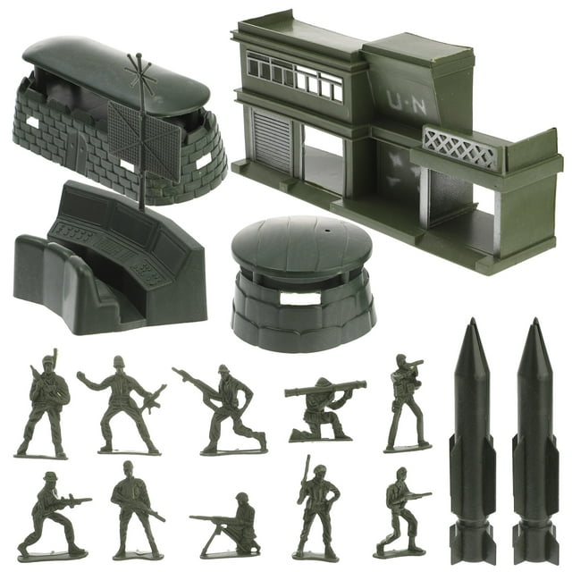 FELTECHELECTR Juego de 56 figuras de soldado de plástico militar, accesorios y decoración (verde)