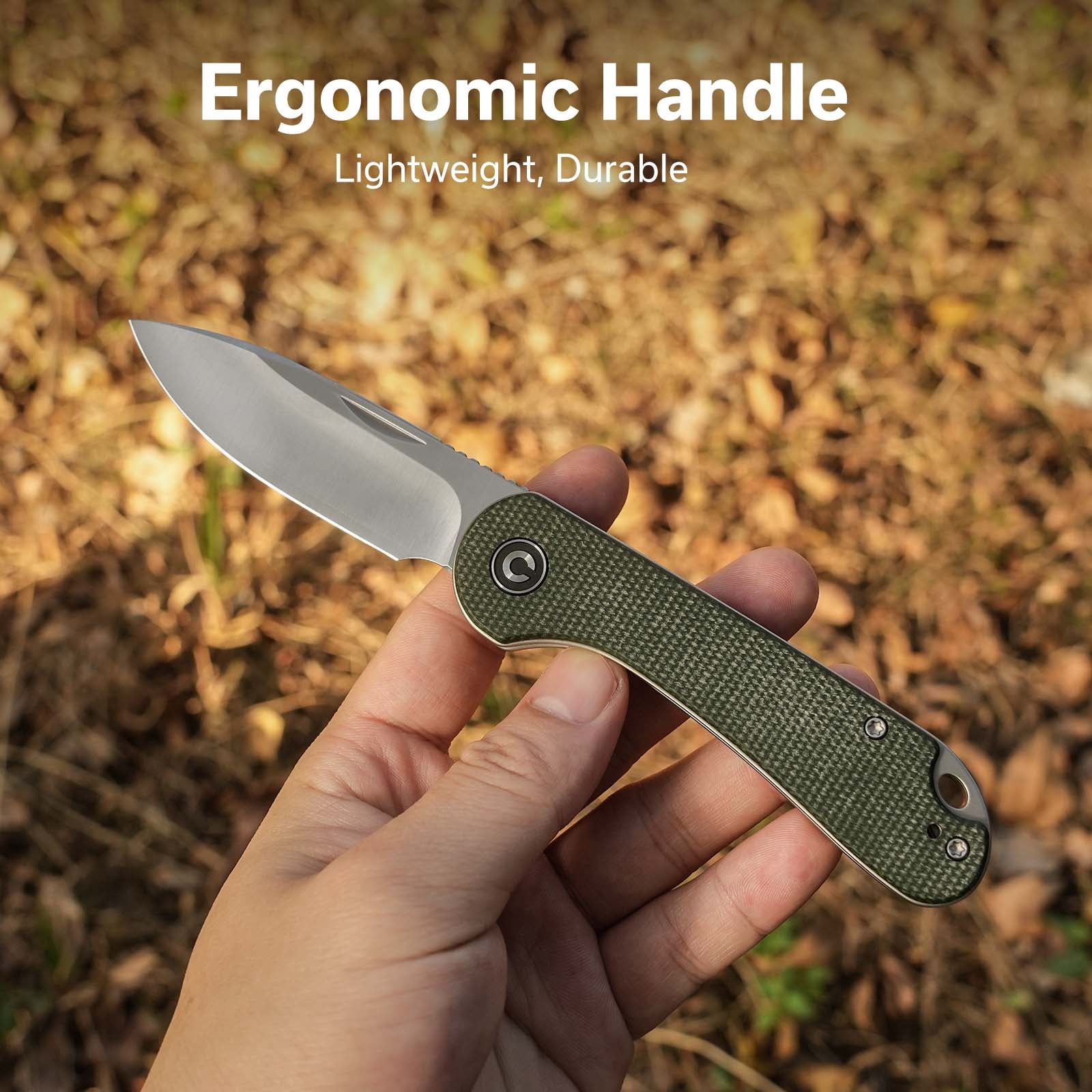 CIVIVI Elementum Slip Joint Pocket Knife, Folding Knife with 2.96" Swedish 14C28N Blade Micarta Handle C18062AJ-2 (Green)