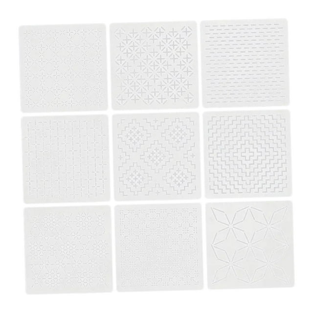 9 Piezas Plantilla Sashiko Kit Bordado Manual Estabilizador de Patrón Geométrico Flexible para Dibujar Líneas a Mano Adecuado para Proyectos de Parche
