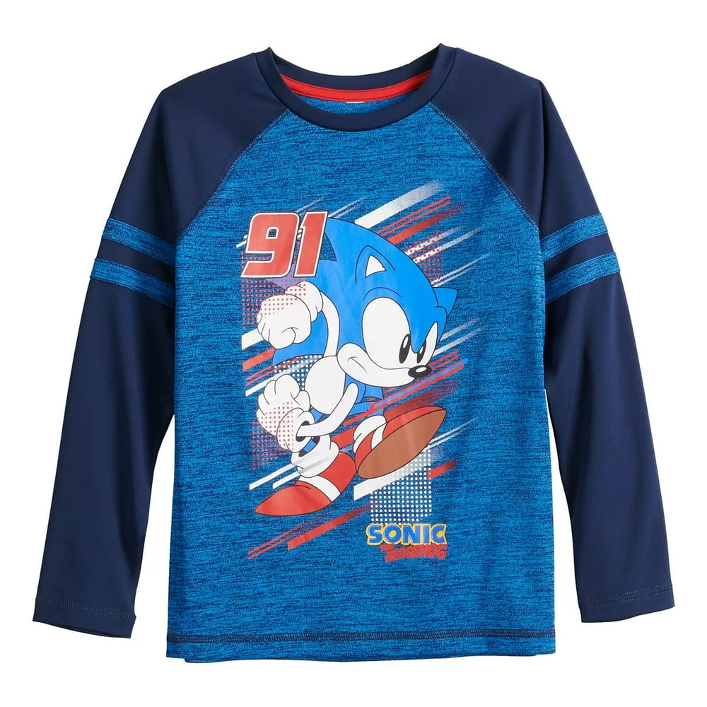 Sonic the Hedgehog Boys Shirt Active Raglan Tee Blue Size 10T Walmart
