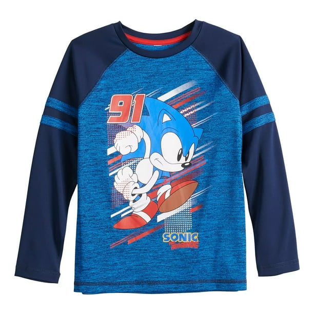 Sonic the Hedgehog Boys Shirt Active Raglan Tee Blue Size 10T Walmart