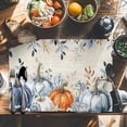 thumbnail image 6 of Thanksgiving Pumpkin Placemats Set of 12 Fall Leaf Starfish Heat Insulated Linen Place Mats, Washable Stain-Proof Table Mats for Dining Tables Holiday Decor 13x19inch, 6 of 9