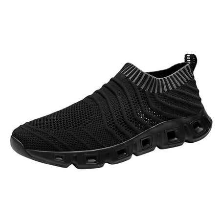 

Huesdet Men s Slip On Walking Shoes Lightweight Casual Knit Loafer Sneakers Comfortable Mesh Work Shoes Athletic Walking Shoes for Men Breathable(Black 11)
