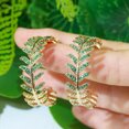thumbnail image 4 of Lovely Cubic Zirconia Big Round Leaf Hoop Earrings Gold Color Jewelry Accesories, 4 of 8
