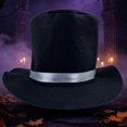 thumbnail image 3 of BELTNOV Men's Classic Retro Top Hat Steampunk Magician Wide Brim Hat with Satin Band for Stage Performance Festival Party Silver, 3 of 5