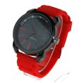 thumbnail image 2 of Mens Silicone Chain Link Band Modern Minimal Round Analog Wrist Watch Red, 2 of 4
