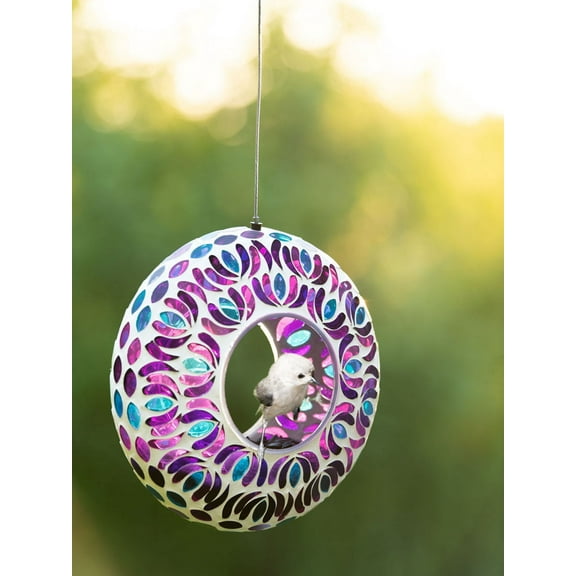 Audubon & Woodlink 25081 Mosaic Glass Round Fly Through Feeder - Multicolor, Pack of 3
