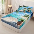 thumbnail image 2 of Manfei Green Palm Trees Zipper Twin Comforter Sets with Fitted Sheet and 2 Pillowcases,Wooden Bridge Zipper Bedding Set,4pcs, 2 of 8