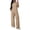 Womens Summer Set - Beige, variant on Two Piece Sets forWomen Off Shoulder Short Sleeve Slouchy Top and Drawstring Wide Leg Lounge Pants Set Comfy Solid Color Streetwear Outfits