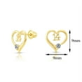 thumbnail image 2 of Tilo Jewelry 10K Yellow Gold Open Heart Sweet 14 CZ Stud Post Earrings with Secure Screw-Backs | Everyday Dainty Small Earrings for Women & Unisex, 2 of 7