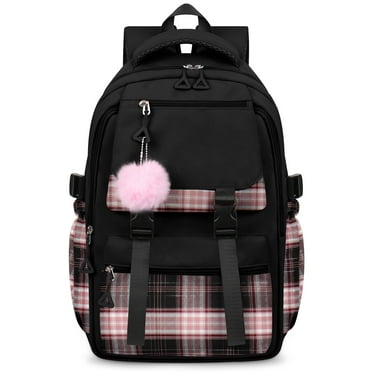 DAKIMOE Black School Backpack for School, Travel, Work, Large Capacity Waterproof Bookbag with 7 Compartments and Luggage Belt