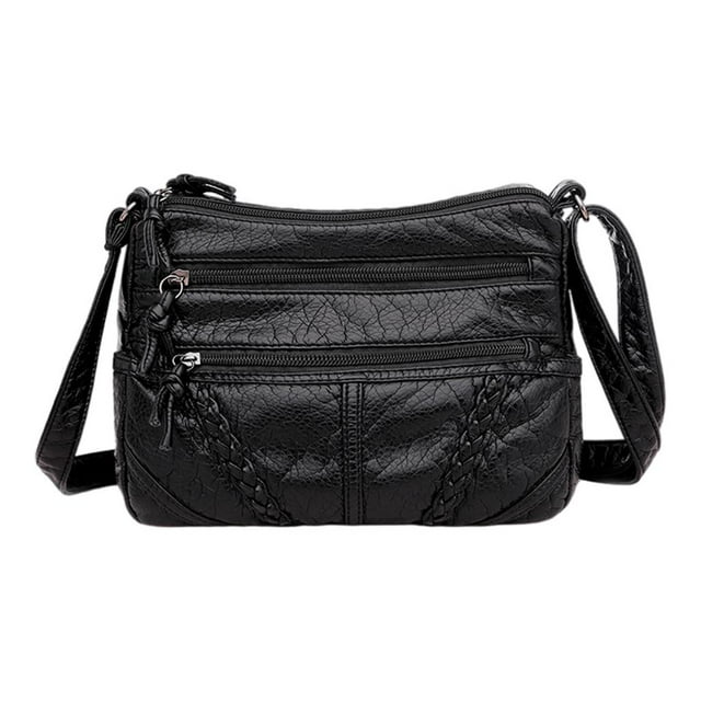Bag for Women Adjustable Strap PU Leather Crossover Lady Hand black