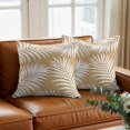 thumbnail image 3 of Throw Pillow Covers, Brown Palm Leaf Decorative Throw Pillow Covers 20x20 Inch, Summer Coastal Botanical Tropical Square Linen Pillow Cases for Couch/Living Room/Sofa, 3 of 9