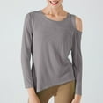 thumbnail image 2 of ZyeKqe Women Cold Shoulder Workout Tops Long Sleeve Running Shirts Quick Dry Athletic Yoga Top Loose Fitted, 2 of 4